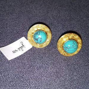 Julie Vos Turquoise Greek key earrings, NWT